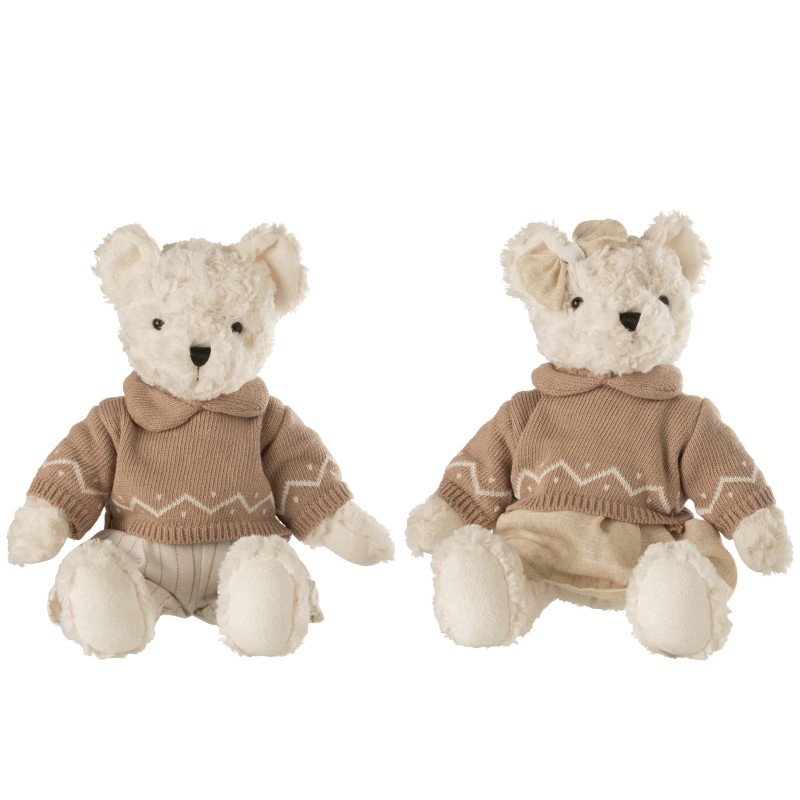 Set de 2 osos de peluche de poliéster blanco 20x13x40cm Set de 2 osos de peluche de poliéster blanco 20x13x40cm