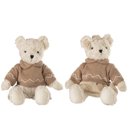 Set de 2 ours peluche en polyester Blanc 20x13x40cm