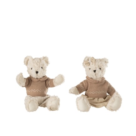 Set de 2 ours peluche en polyester Blanc 13x10x30cm