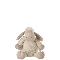 Mouton peluche en polyester Blanc 15x14x30cm