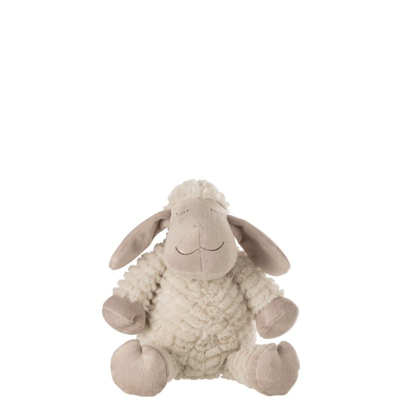 Mouton peluche en polyester Blanc 15x14x30cm