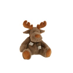 Renne en textile marron 28x25x28 cm