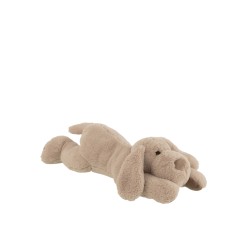 Perro acostado en textil beige 50x20x13 cm