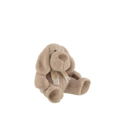 Perro de peluche de tela beige de 26x26x30 cm