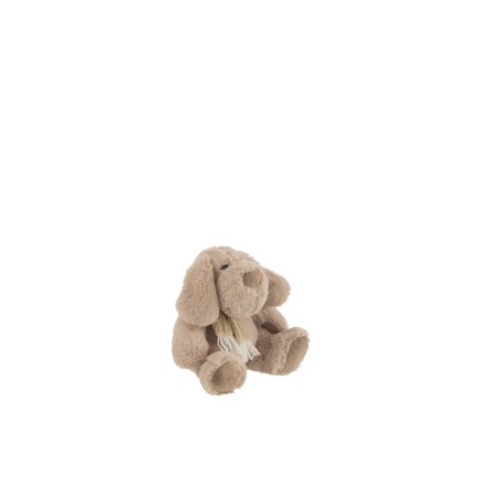 Chien peluche en textile beige 18x15x20 cm