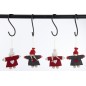 Conjunto de 4 muñecas para colgar en fieltro rojo 13x2x15 cm