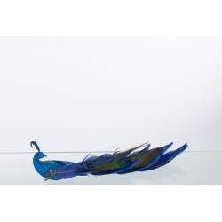 Pavo real de resina azul con clip de 35x10x7 cm