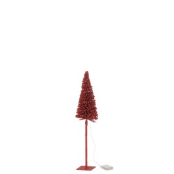 Arbre avec led en plastique rouge 13x13x58 cm