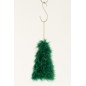 Sapin de Noël à suspendre en Plumes vert 9x9x14 cm