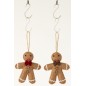 Set de 2 Bonhommes façon pain d’épice à accrocher en textile marron 14x3x14 cm Set de 2 Bonhommes façon pain d’épice à accrocher en textile marron 14x3x14 cm