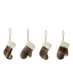 Set de 4 Suspensions en textile marron 9x3x16 cm