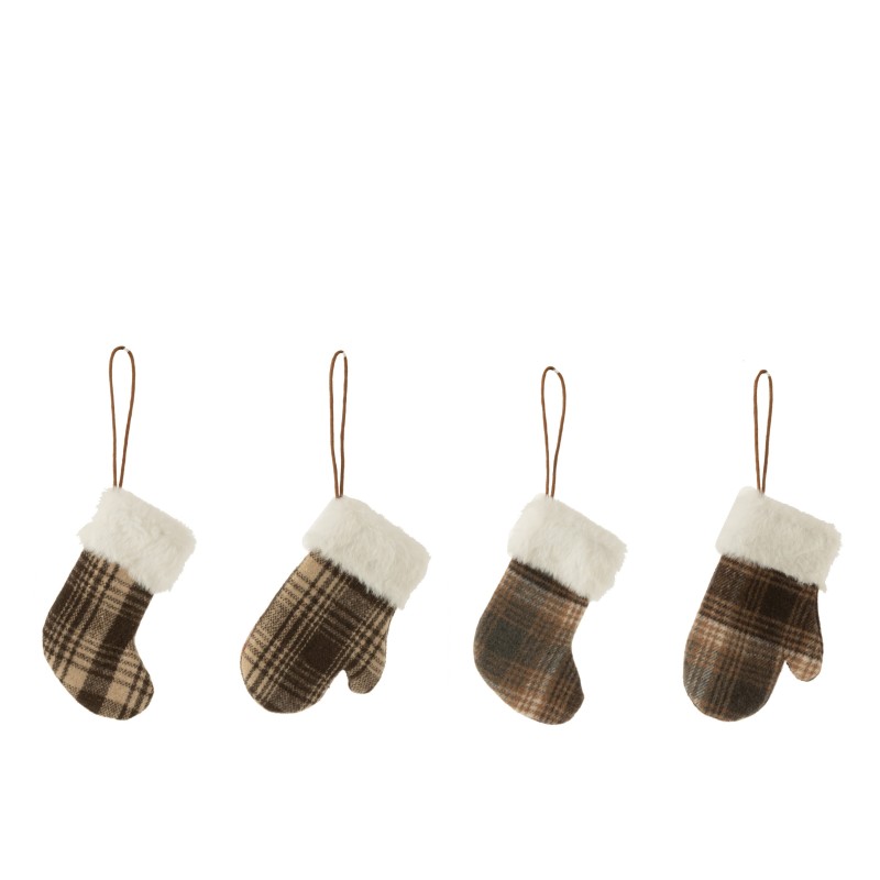 Set de 4 Suspensions en textile marron 9x3x16 cm