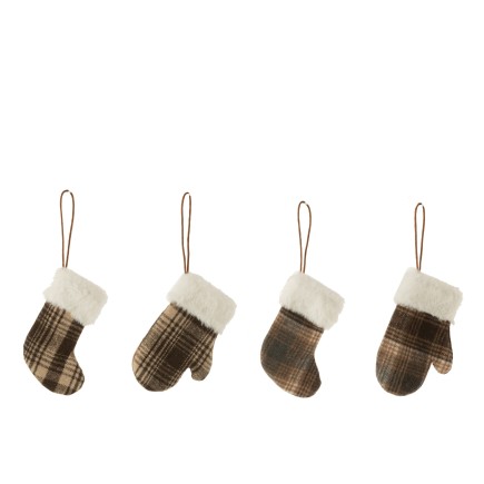 Set de 4 Suspensions en textile marron 9x3x16 cm