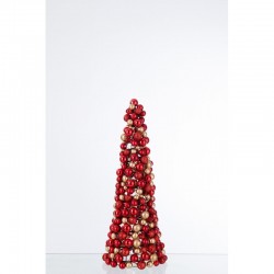 Cónico de Navidad de bolas de plástico rojas 20x20x45 cm