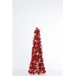 Cône de Noël de boules en plastique rouge 20x20x45 cm
