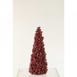 Cône de Noël de baies en résine rouge 16x16x41 cm