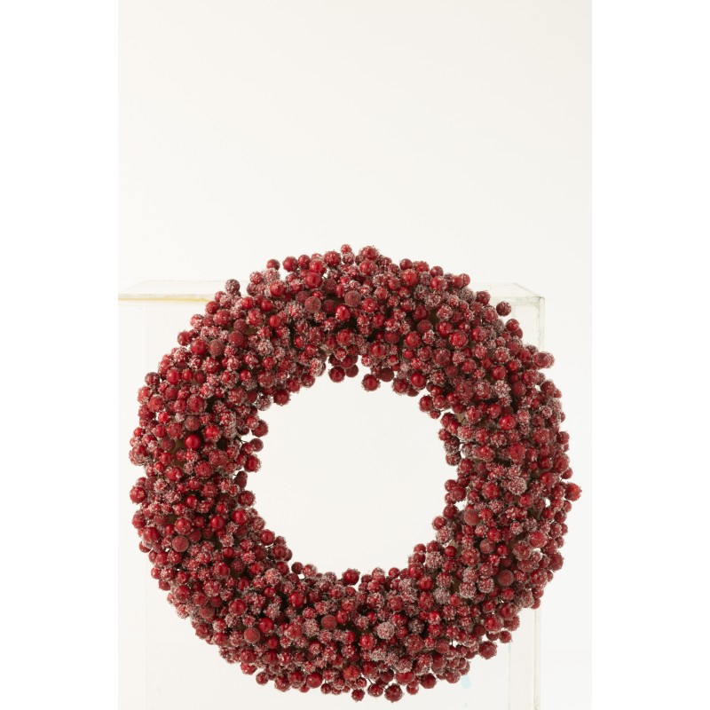 Corona de bayas de resina roja 45x6x45 cm
