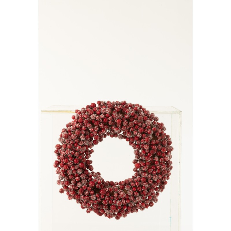 Corona de bayas de resina roja 35x6x35 cm