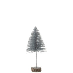 Sapin de Noël artificiel en plastique argent 14x14x29.5 cm