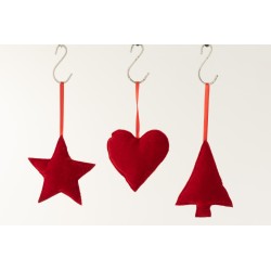 Set de 3 Suspension en textile rouge 13x3x13 cm