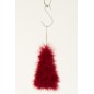 Sapin de Noël à suspendre en Plumes rouge 9x9x14 cm