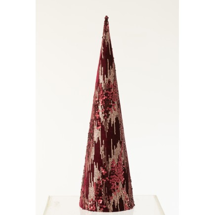 Cône de Noël en textile Bordeaux 20x20x66 cm