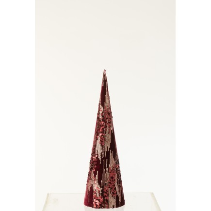Cône de Noël en textile Bordeaux 14x14x47.5 cm