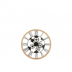 Horloge ronde en métal noir 60x4.5x60 cm