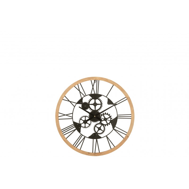 Horloge ronde en métal noir 60x4.5x60 cm
