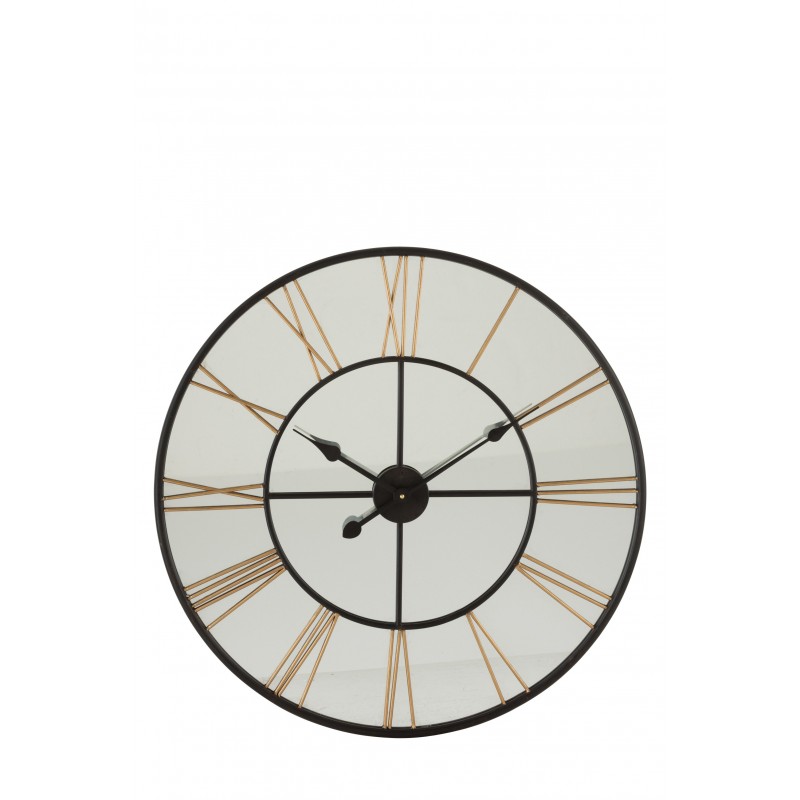 Horloge en métal argent - noir - or 70x70x5 cm