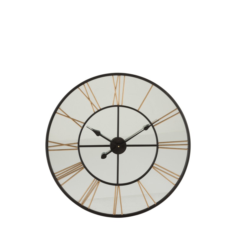 Horloge en métal argent - noir - or 70x70x5 cm