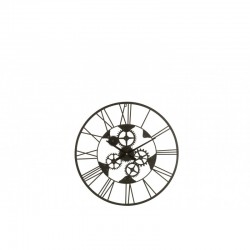 Horloge ronde en métal noir 60x4x60 cm