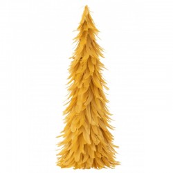 Cónico de Navidad de Plumas amarillas 18x18x60 cm