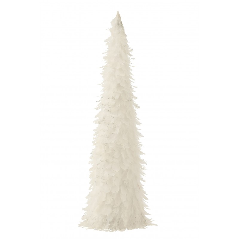 Cône de Noël en Plumes blanc 15x15x60 cm