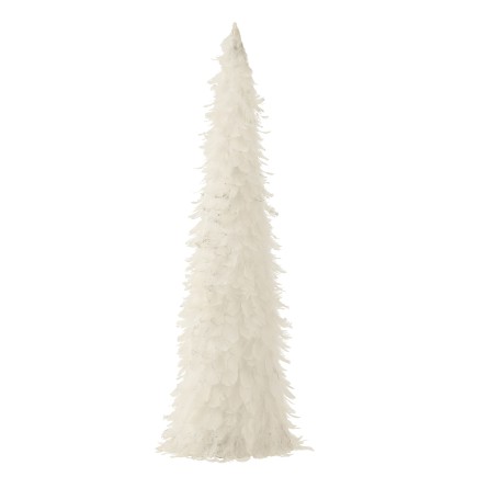 Cône de Noël en Plumes blanc 15x15x60 cm