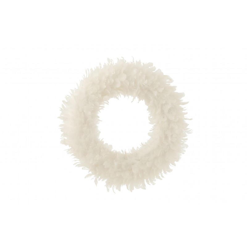 Couronne décorative en Plumes blanc 50x50x6 cm
