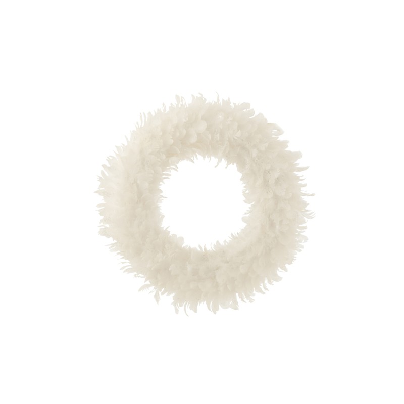 Couronne décorative en Plumes blanc 50x50x6 cm