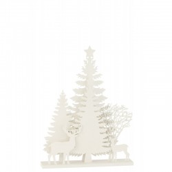 Decoración navideña de madera blanca con luces LED de 35x5.5x45 cm