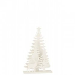 Decoración navideña de madera blanca con luces LED de 25x5.5x40 cm