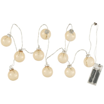 Guirlande 10 boules à led en verre jaune 165x4.5x4.5 cm