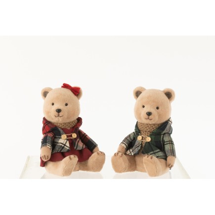 Set de 2 ours en textile multicouleur 16x14x20 cm