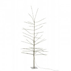 Árbol de Navidad desnudo con luces LED de metal blanco de 90x90x200 cm