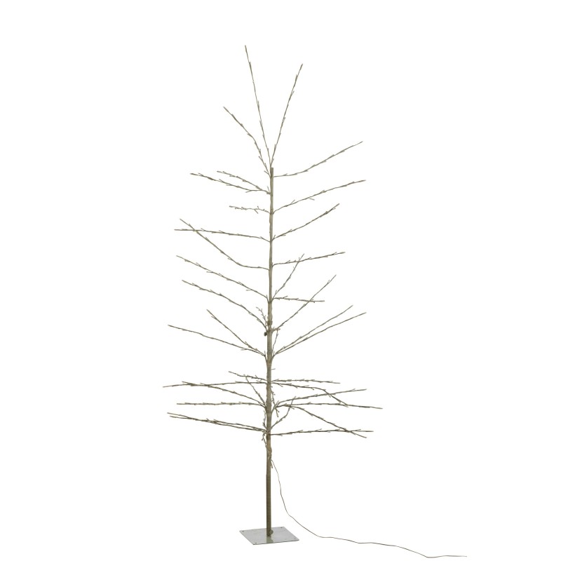 Sapin dénudé avec led en métal blanc 90x90x200 cm