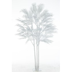 Arbre feuilles de palmier en métal argent 180x180x250 cm