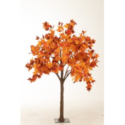 Arbre avec feuilles automnales en Métal orange 130x130x170cm