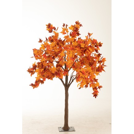 Árbol con hojas de otoño en metal naranja 130x130x170 cm