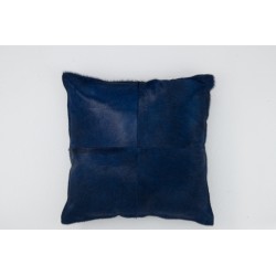 Coussin carré en cuir bleu 45x45x8 cm