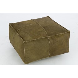 Pouf peau en cuir vert 50x50x32 cm