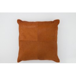 Coussin carré en cuir marron 45x45x8 cm