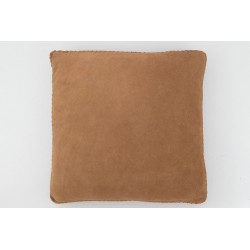 Coussin carré en cuir marron 45x45x7 cm